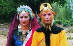 Lục Tiểu Linh Đồng và vợ Vu Hồng trên phim trường Tây Du Ký.